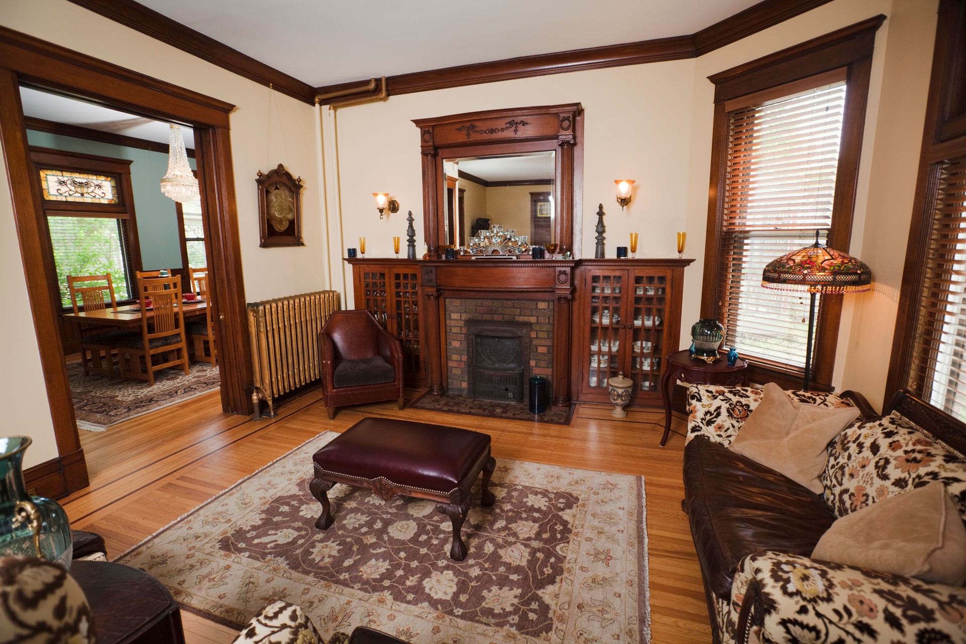 Dining and Living Room of a Traditional Victorian Style Home