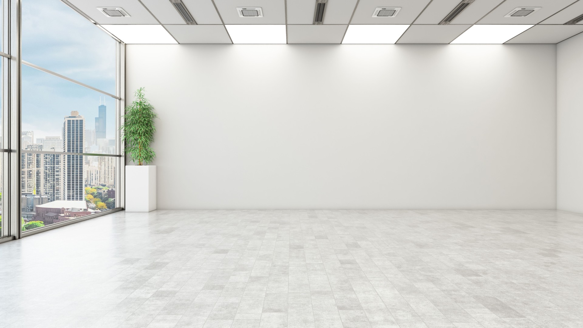 Empty Modern Office with White Wall